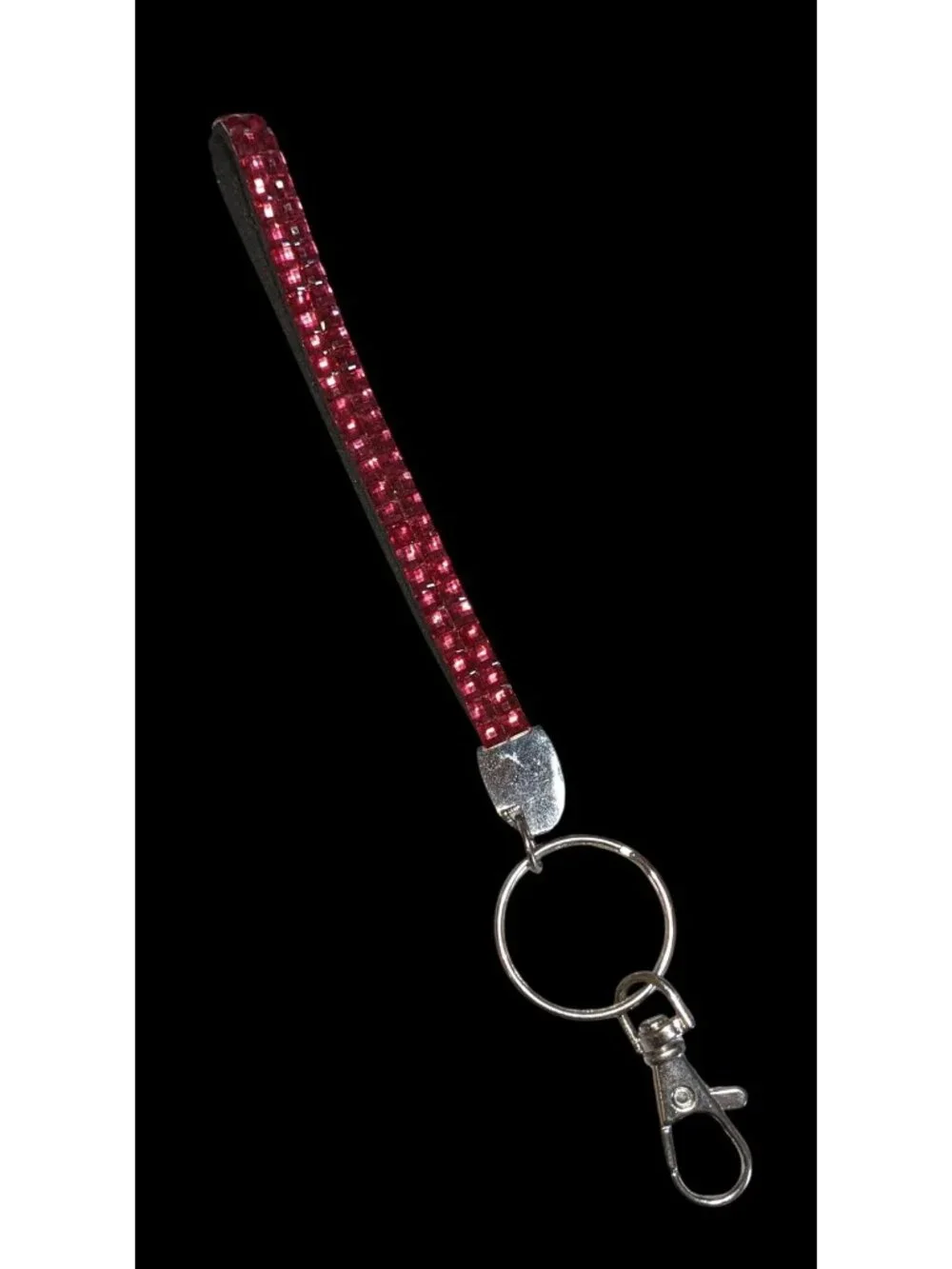 Glam Red Rhinestone Wristlet Keychain Sparkly Crystal Strap Bag Charm